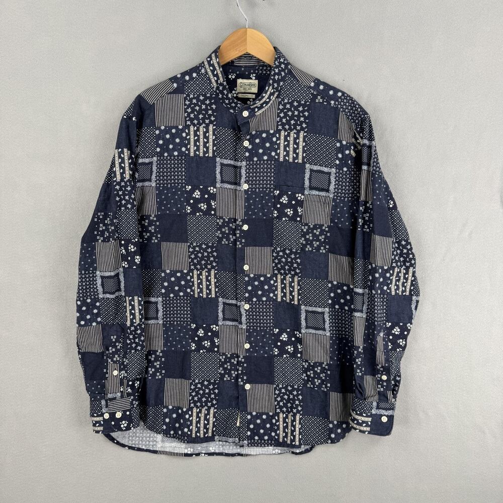 Vintage Gitman Bros Shirt Mens XL Blue Paisley Patchwork Long Sleeve Button USA
